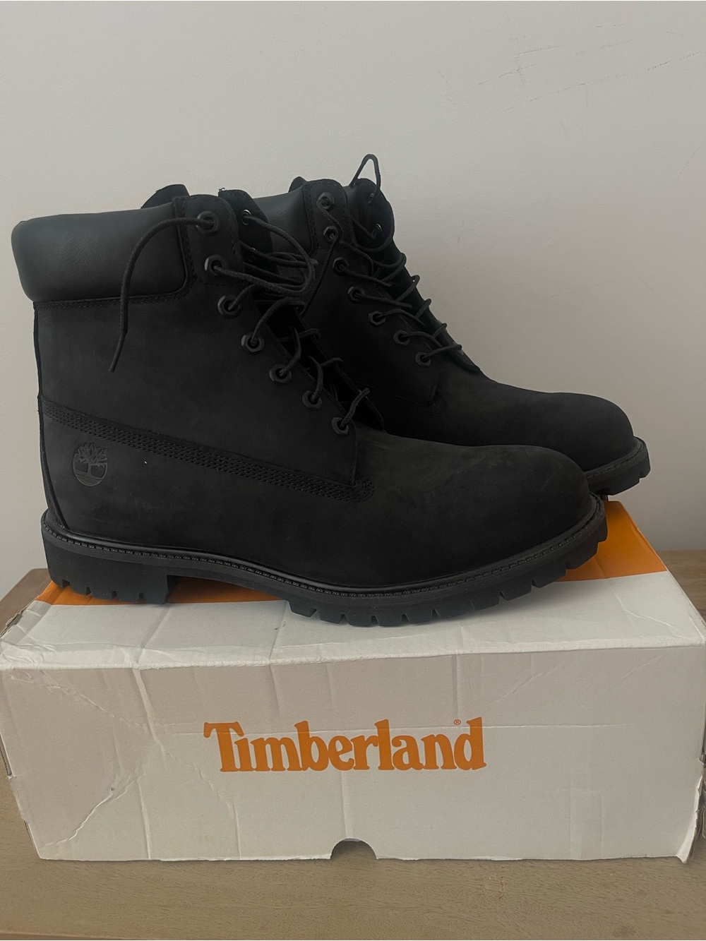 Timberland Men's Black Premium Nubuck Lace-Up Boots